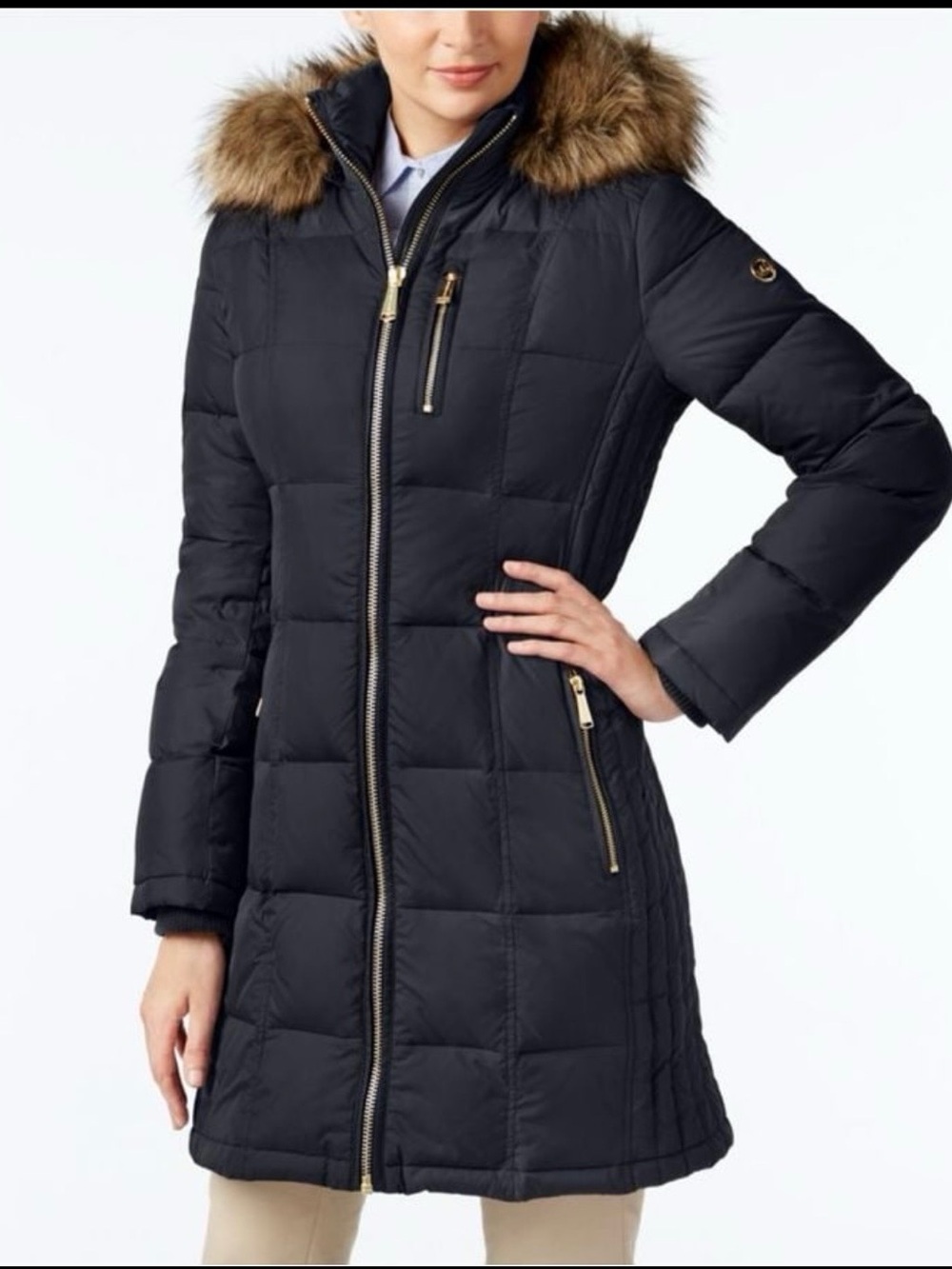Michael Kors navy long puffer jacket women’s size XS